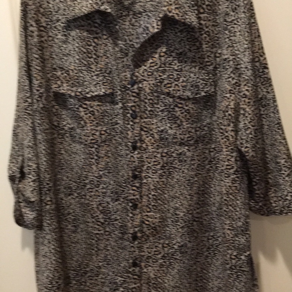 Elementz Animal Print Button Down Collar Top Blou… - image 3